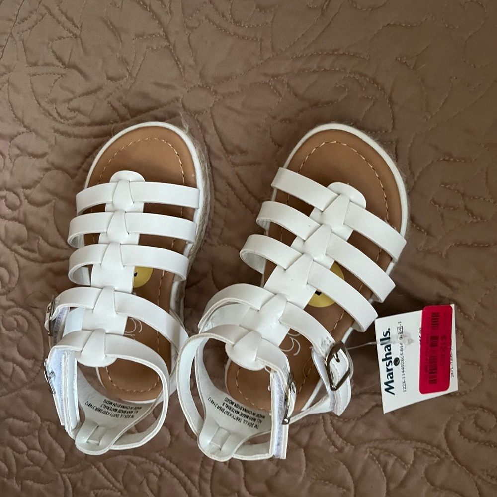 Marshalls White and Tan Sandals with Strappy Design